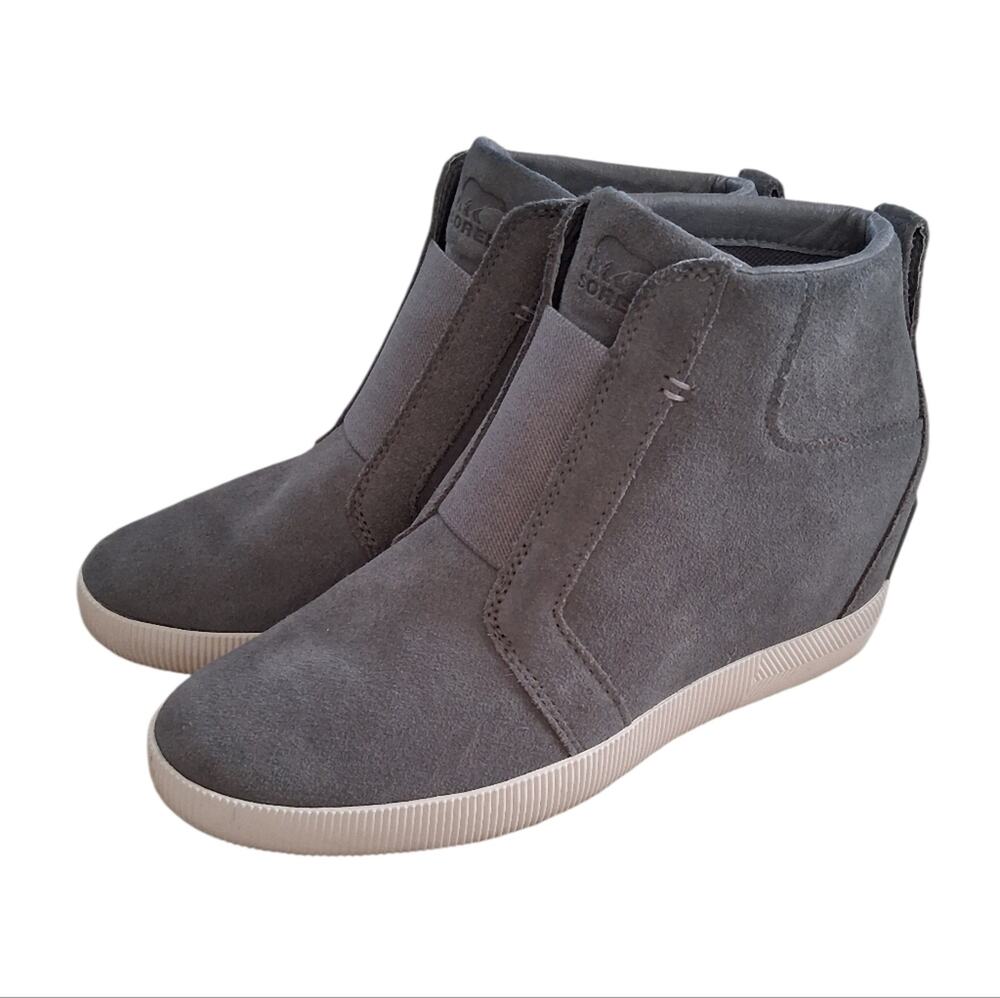 Sorel Out N About Wedge Bootie Suede Gray Size 8.5